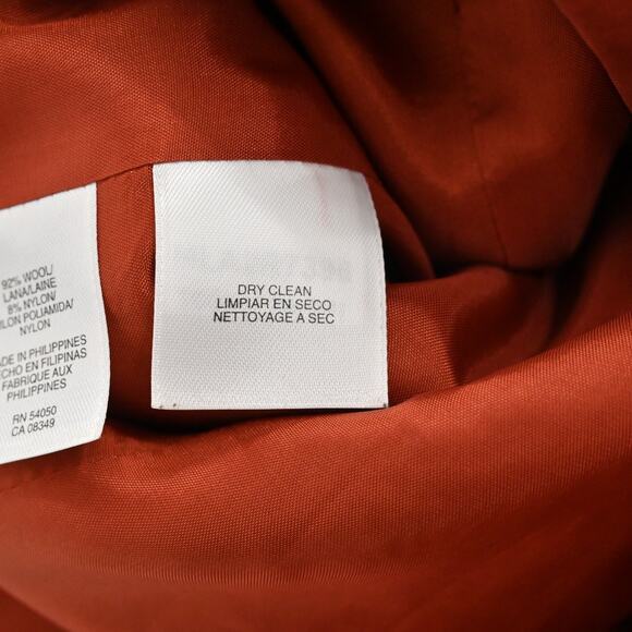 JONES NY Womens Wool Tweed Jacket Size 4 Red Orange Belted Button Retro Collared - Picture 9 of 13